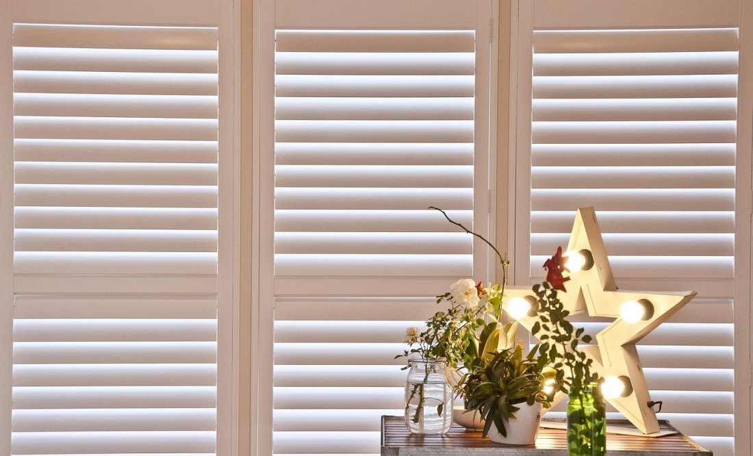 Plantation Shutters installed in Dining Area Semi-Closed Close Up